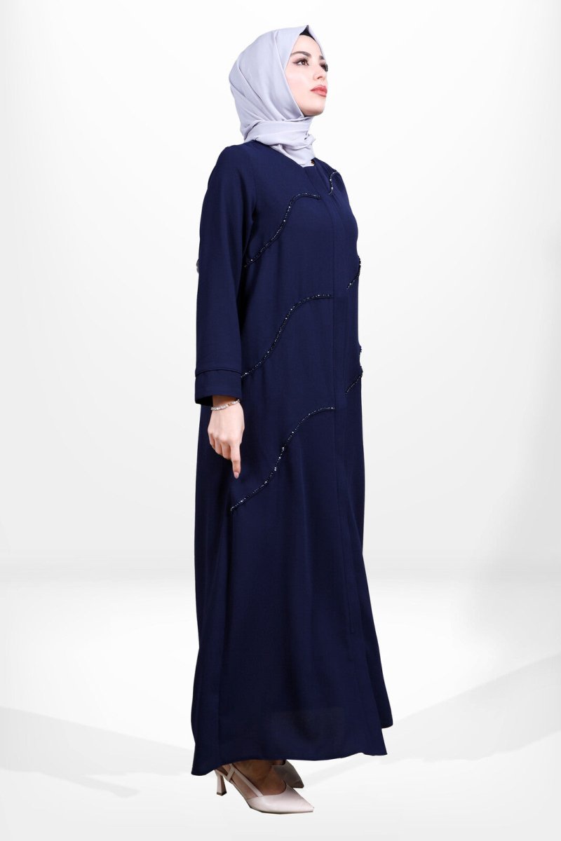 3867 Navy Blue Hijab Abaya - ihvan