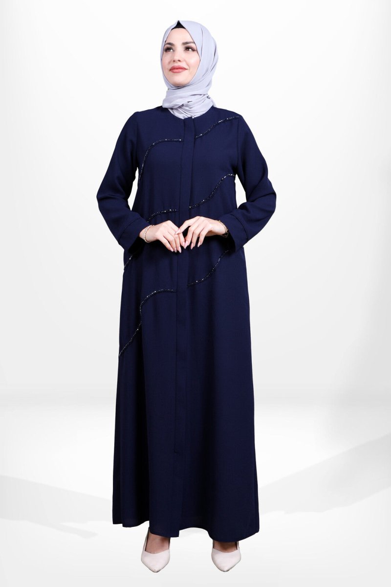 3867 Navy Blue Hijab Abaya - ihvan