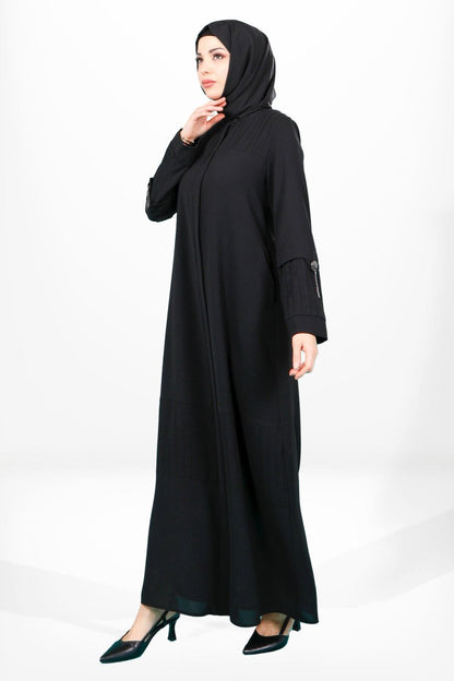 3970 Ribbed Black Abaya - ihvan