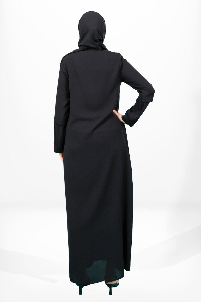 3970 Ribbed Black Abaya - ihvan