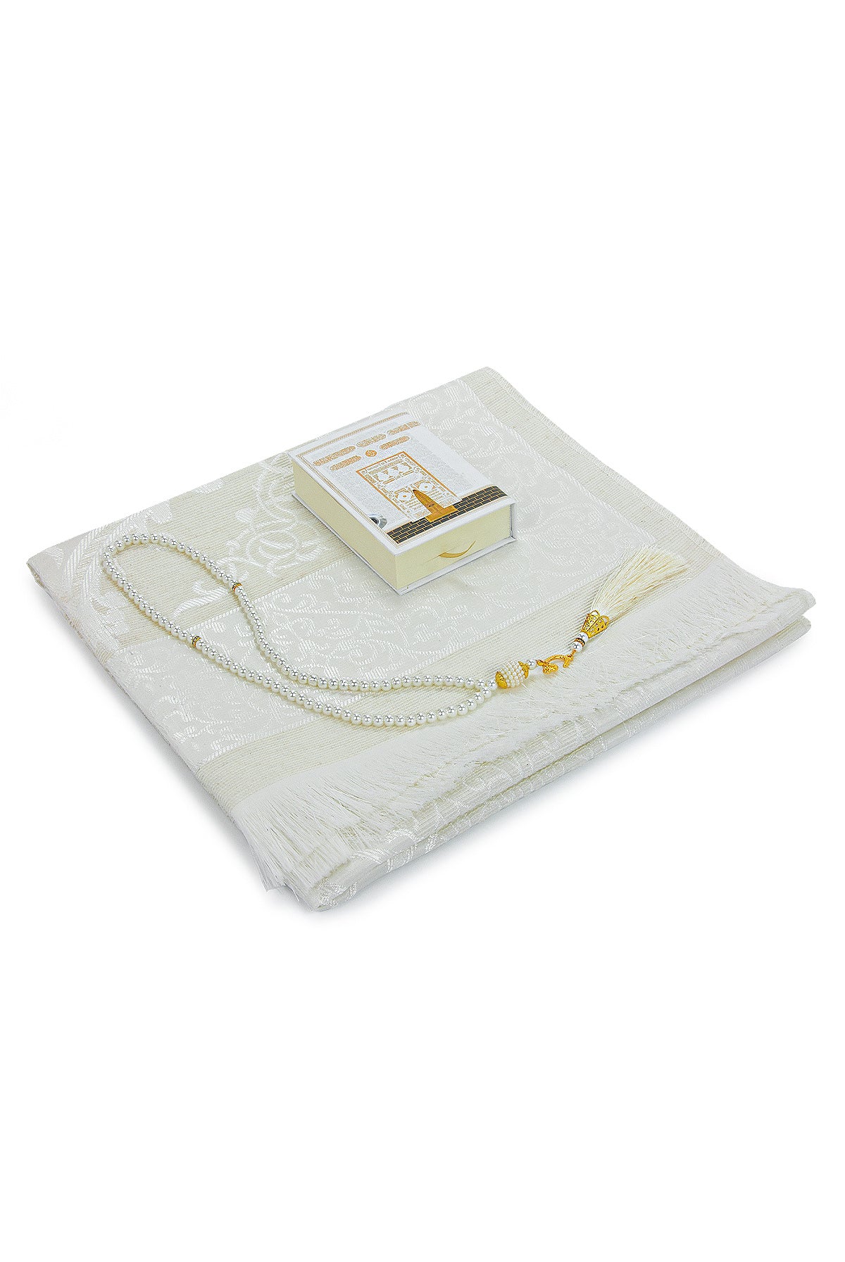 Kaaba Pattern Luxury Mevlut Gift Set – Holy Quran, Tafta Prayer Rug, Pearl Tasbeeh, Special Gift Box