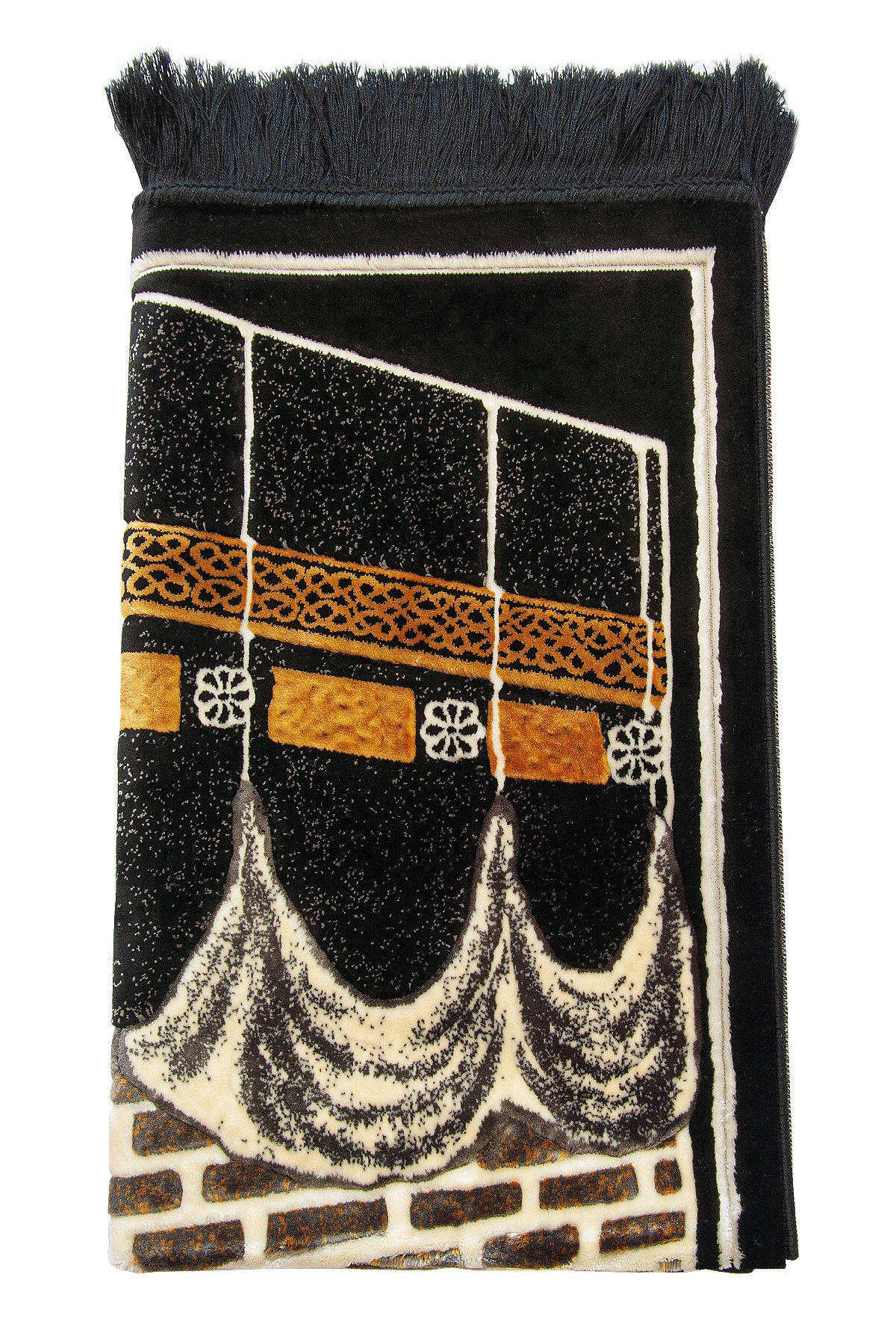 Kaaba Pattern Luxury Velvet Prayer Rug – Thick Soft Mat for Daily Use or Wedding Dowry