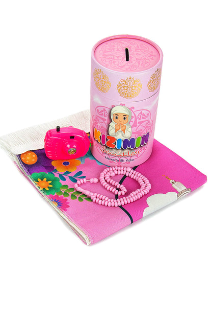 Pink Muslım Prayer Gift Set for Kids (Prayer Rug | Moneybox | Tasbih | Toy Camera) - Ihvan