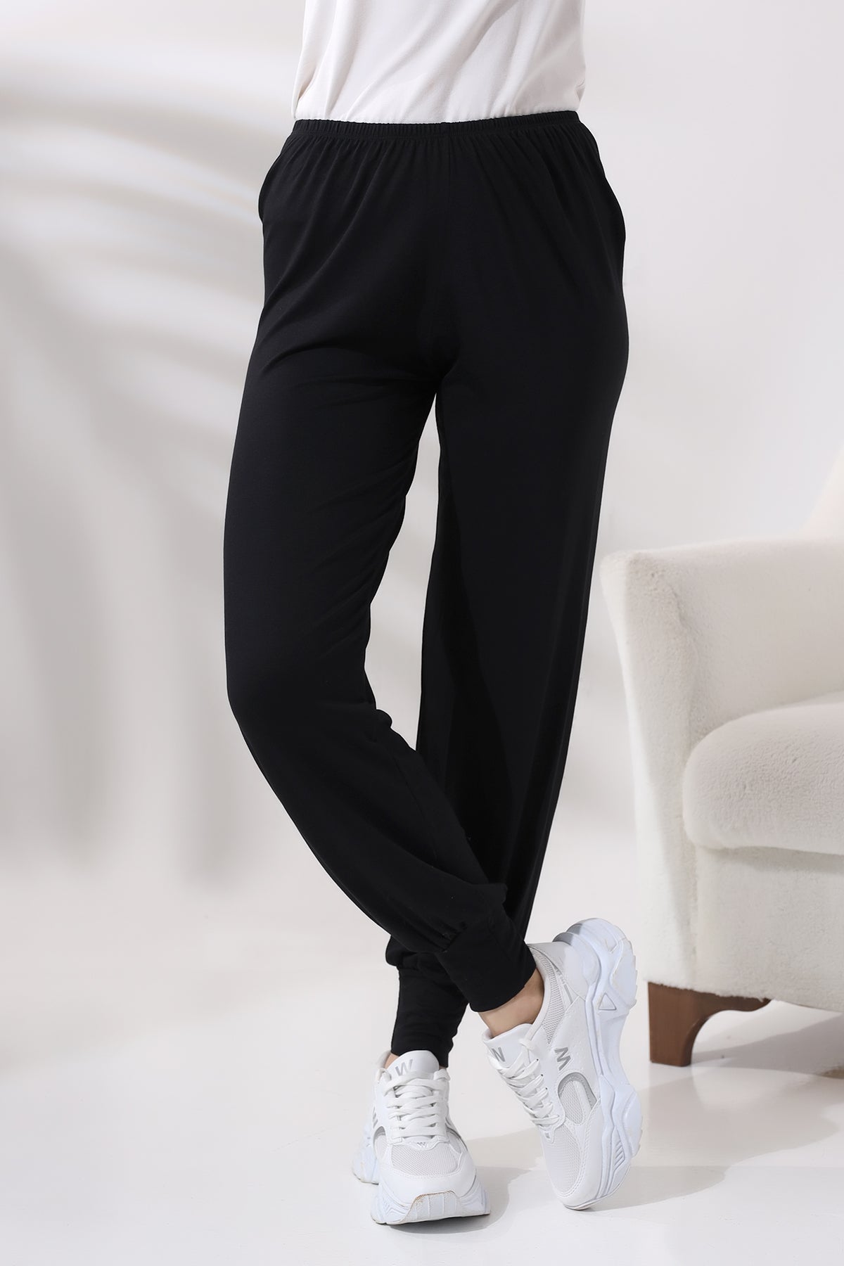 Women's Lightweight Cotton Lounge Pants | Loose Genie Trouser Under Abaya Wear | Comfy Modest Clothing for Hajj, Umrah & Travel