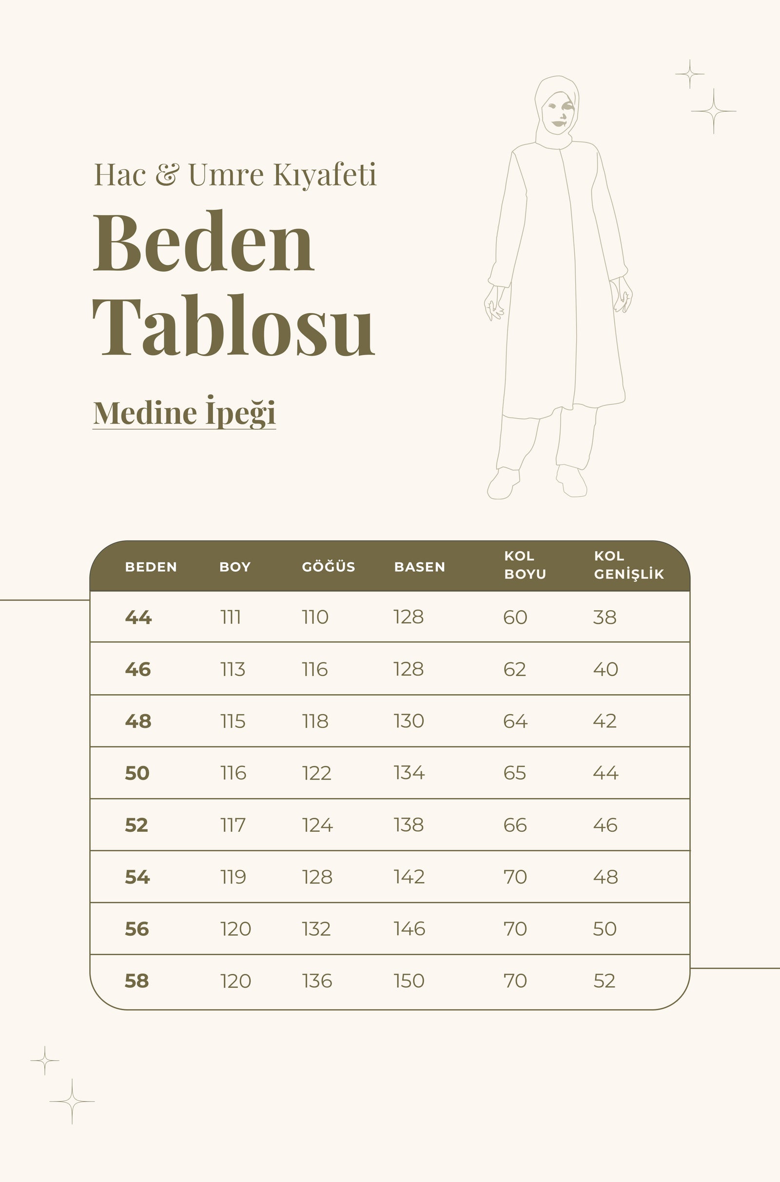 Kadın Haki Medine İpeği Hac Umre Kıyafeti Tesettür İkili Takım