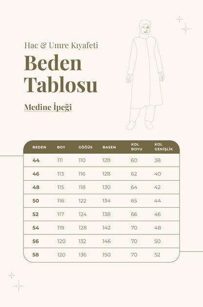 Kadın Haki Medine İpeği Hac Umre Kıyafeti Tesettür İkili Takım
