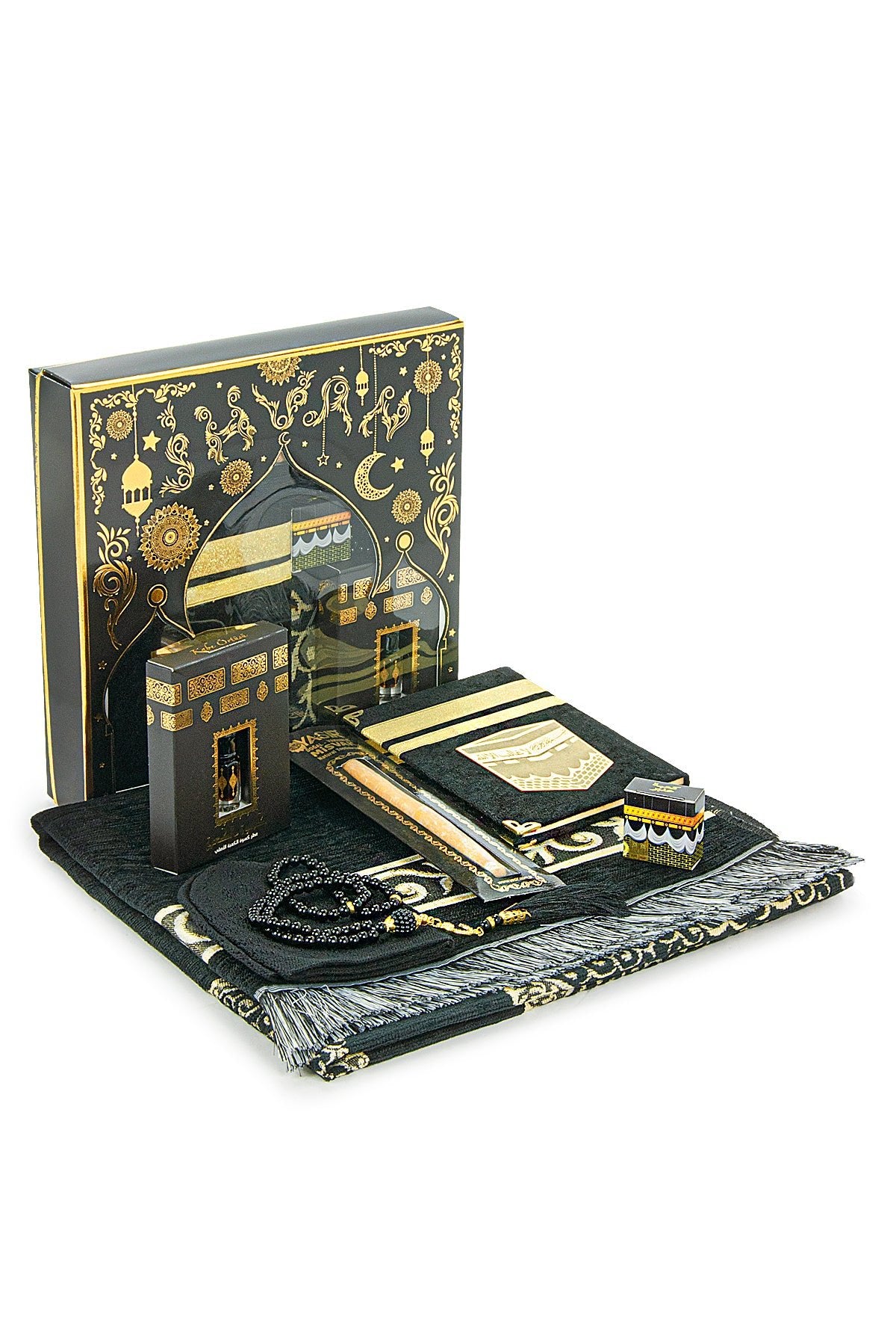Deluxe 8-Piece Islamic Prayer Gift Set | Yaseen | Rug (Sajadah, Janamaz | Tasbih | Meswak - Ihvan