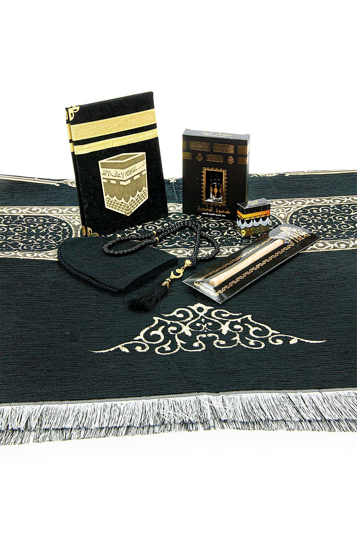 Deluxe 8-Piece Islamic Prayer Gift Set | Yaseen | Rug (Sajadah, Janamaz | Tasbih | Meswak - Ihvan