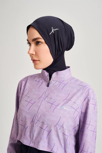 Haşema Esila Monogram Desenli Tam Kapalı Tesettür Mayo HSM-2934 Lila