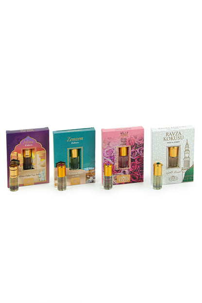 4-Piece Islamic Essence Set | Mina, Zemzem, Rose & Medina Fragrance | Alcohol-Free Slim Roll-On Gift - Ihvan