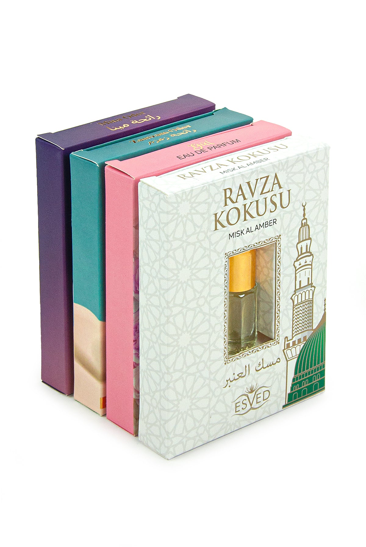 4-Piece Islamic Essence Set | Mina, Zemzem, Rose & Medina Fragrance | Alcohol-Free Slim Roll-On Gift - Ihvan