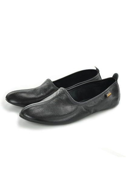 Black Genuine Leather Handmade Tawaf Shoes for Women | Muslim Khuffain Socks for Salah, Hajj, Umrah & Home Use - Ihvan