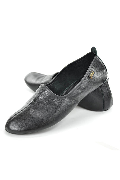 Black Genuine Leather Handmade Tawaf Shoes for Women | Muslim Khuffain Socks for Salah, Hajj, Umrah & Home Use - Ihvan