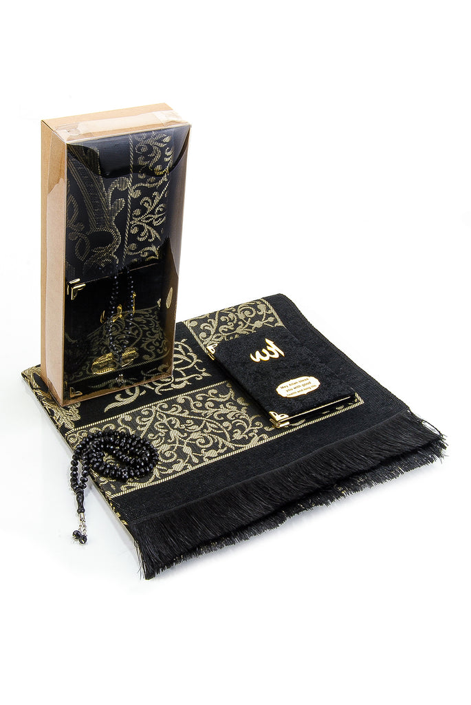 Elegant Velvet Muslims Prayer Rug Gift Set (Sajadah | Yaseen | Tasbih) - Ihvan