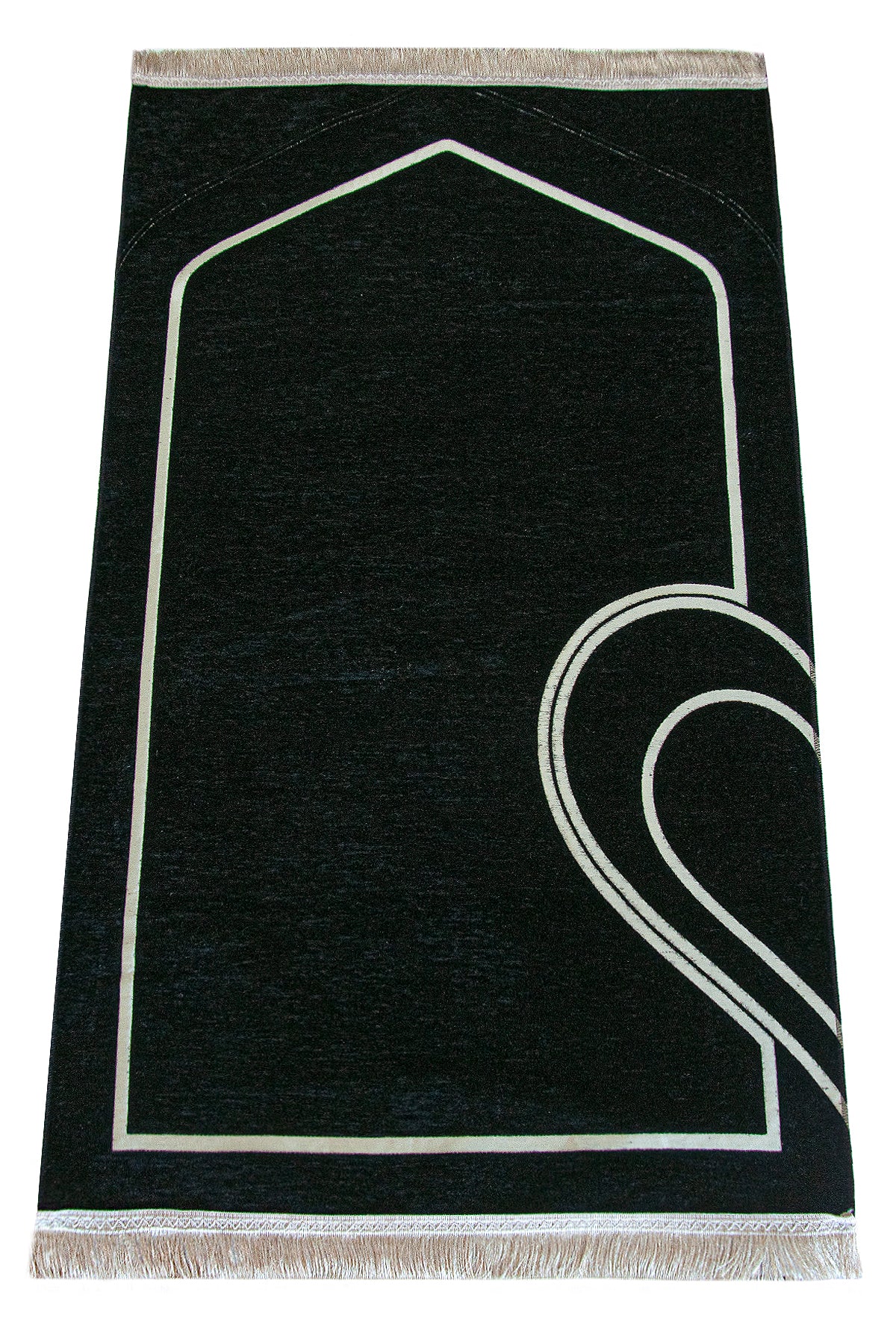 Elegant Black & White Muslim Prayer Rug Set for Couples | Sajadah | Janamaz - Ihvan