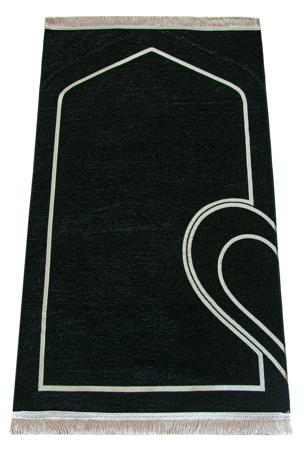 Elegant Black & White Muslim Prayer Rug Set for Couples | Sajadah | Janamaz - Ihvan