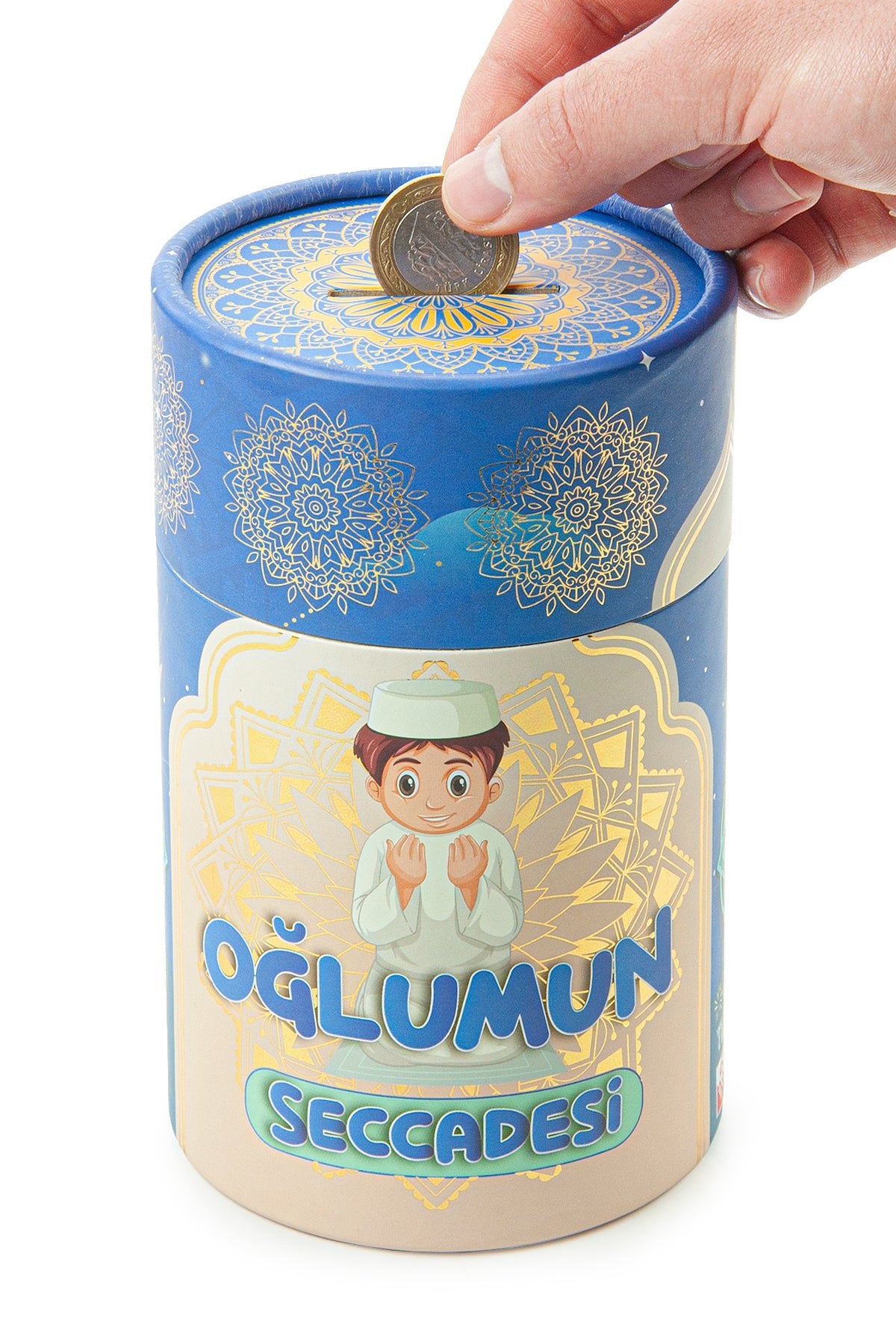 Blue Kids Prayer Mat  | Boys' Prayer Rug (Sajadah, Janamaz) | Tasbih | Coin Box - Ihvan