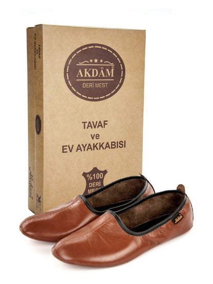 Brown Genuine Leather Handmade Tawaf Shoes for Women | Muslim Khuffain Socks for Salah, Hajj, Umrah & Home Use - Ihvan
