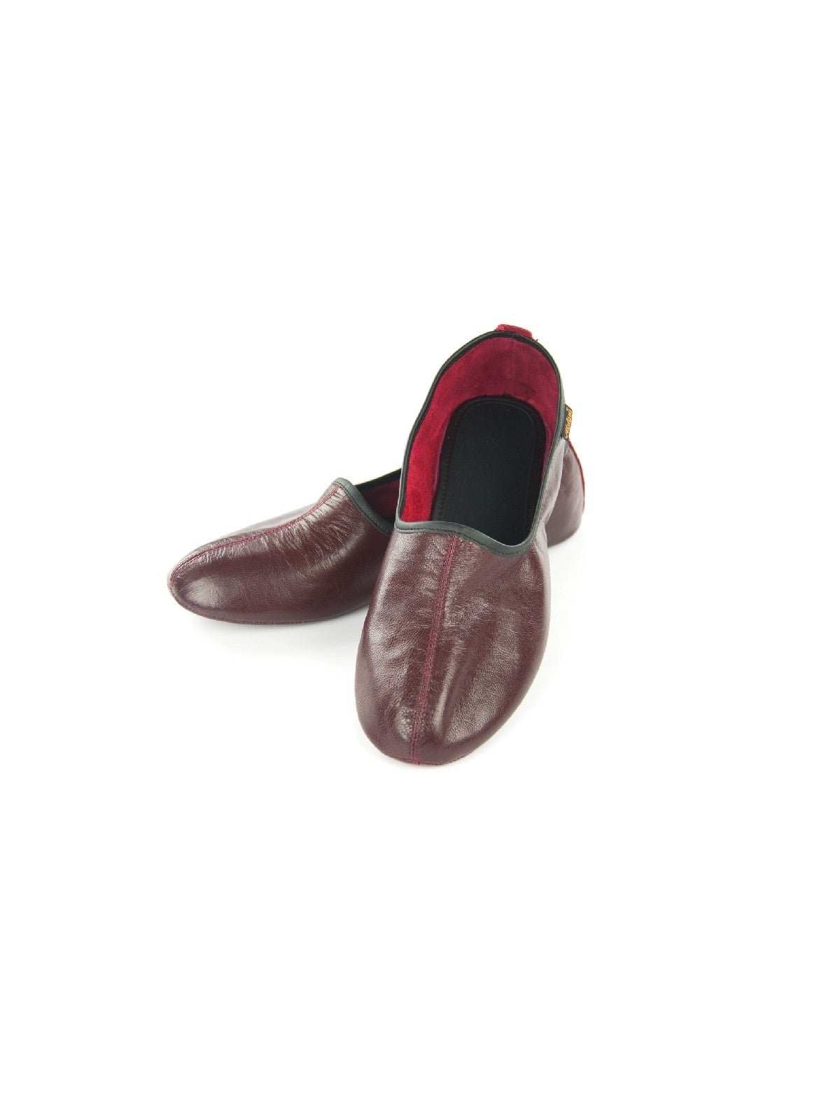 Burgundy Genuine Leather Handmade Tawaf Shoes for Women | Muslim Khuffain Socks for Salah, Hajj, Umrah & Home Use - Ihvan