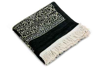 Kaaba Design Chenille Soft Muslim Prayer Rug Set (Sajadah | Tasbih ) - Ihvan