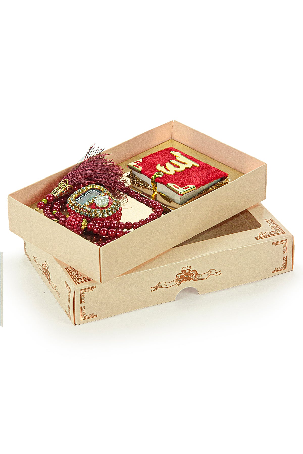 Mini Velvet Quran Set with Islamic Finger Counter and Prayer Rosary, Muslim Prayer Set - ihvan