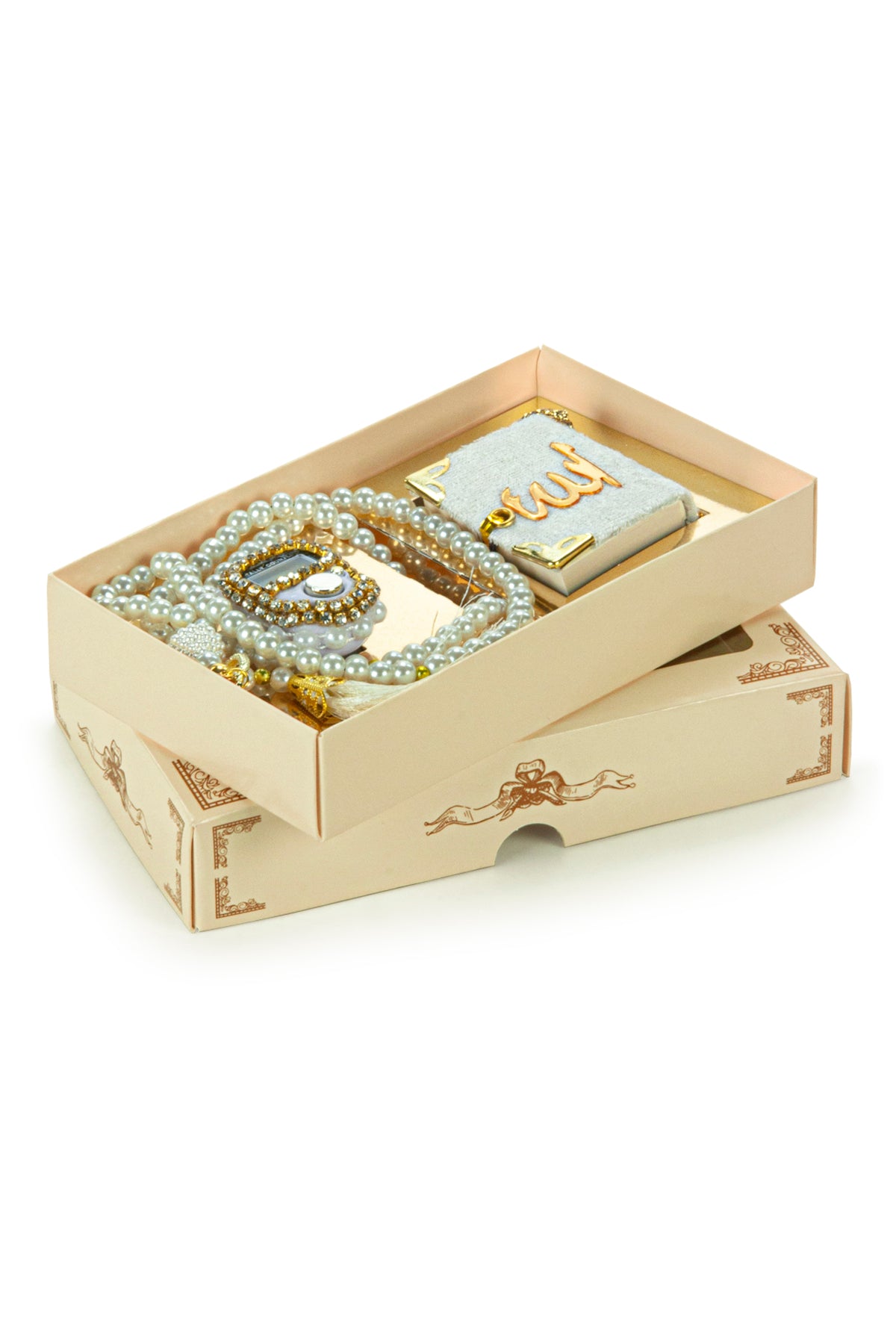 Mini Velvet Quran Set with Islamic Finger Counter and Prayer Rosary, Muslim Prayer Set - ihvan