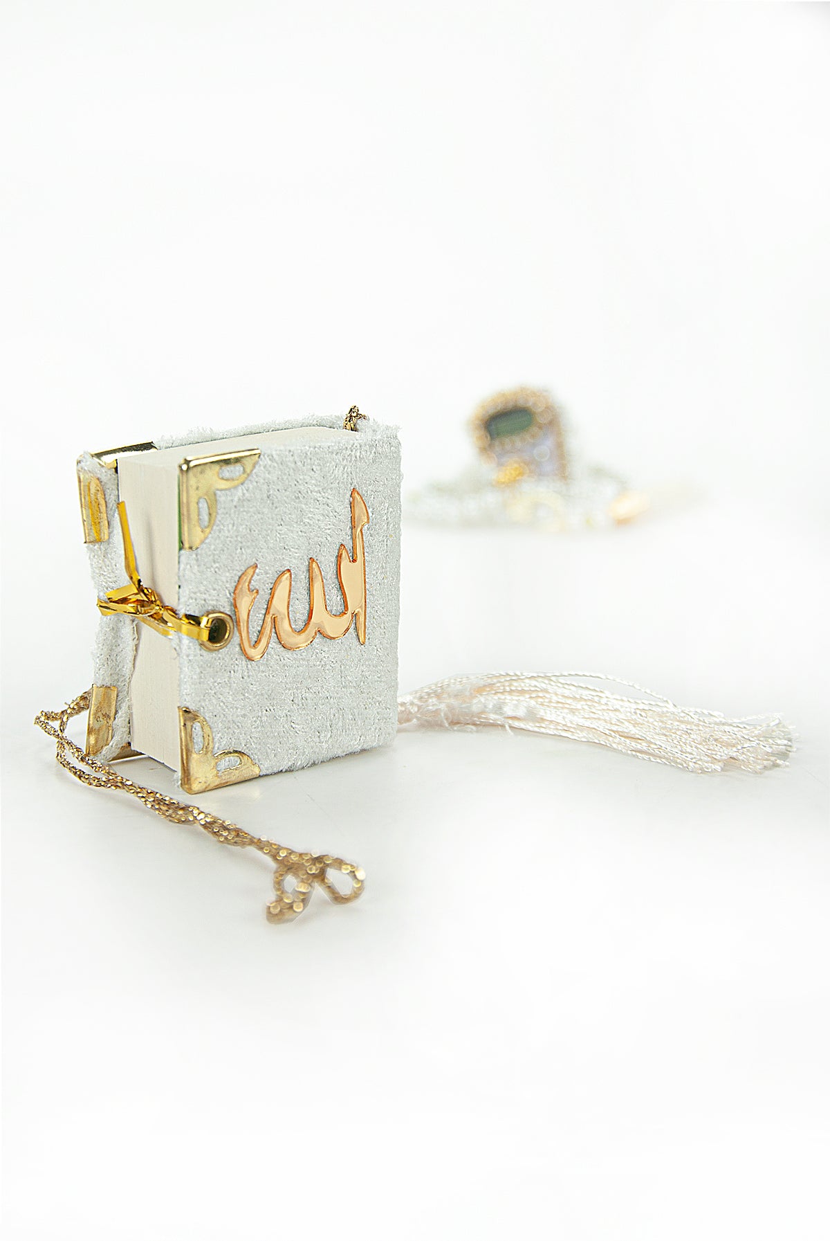 Mini Velvet Quran Set with Islamic Finger Counter and Prayer Rosary, Muslim Prayer Set - ihvan