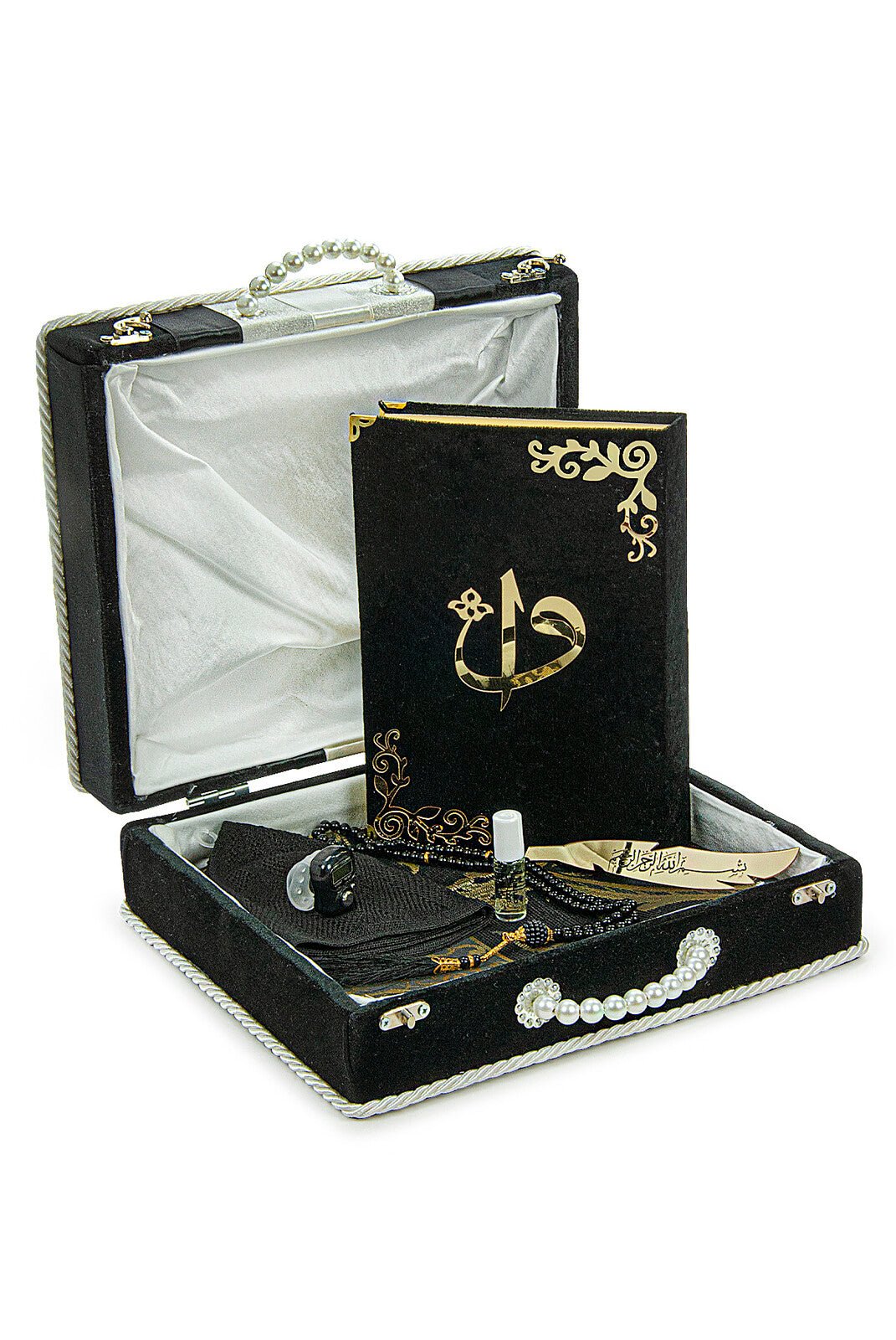 Islamic Groom’s Prayer Gift Set with Velvet Dowry Chest & Holy Quran & Prayer Rug - Ihvan