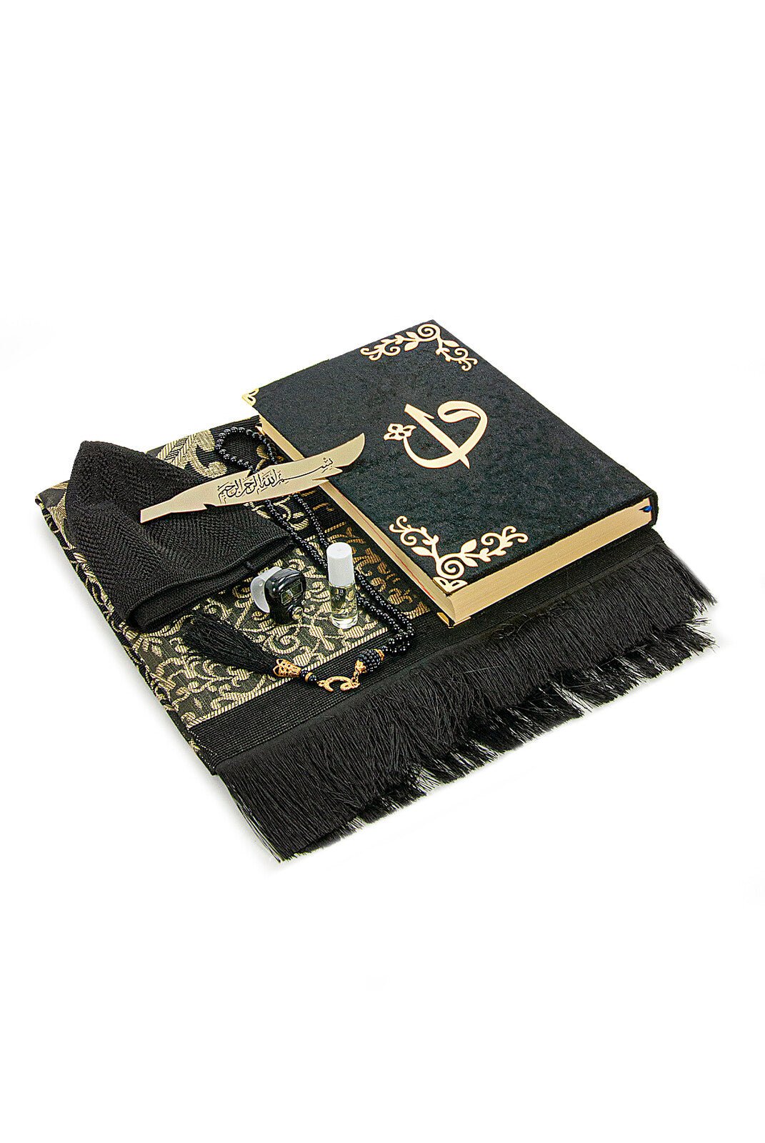 Islamic Groom’s Prayer Gift Set with Velvet Dowry Chest & Holy Quran & Prayer Rug - Ihvan