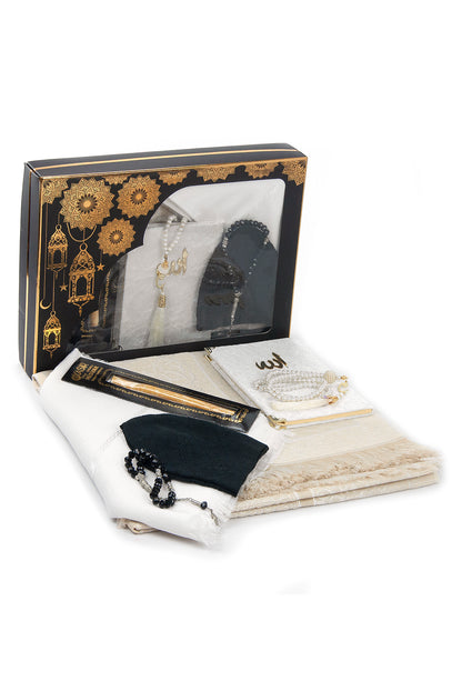 Complete Muslim Prayer Gift Set (Sajadah | Yaseen | Tasbih | Kufi | Miswak) - Ihvan