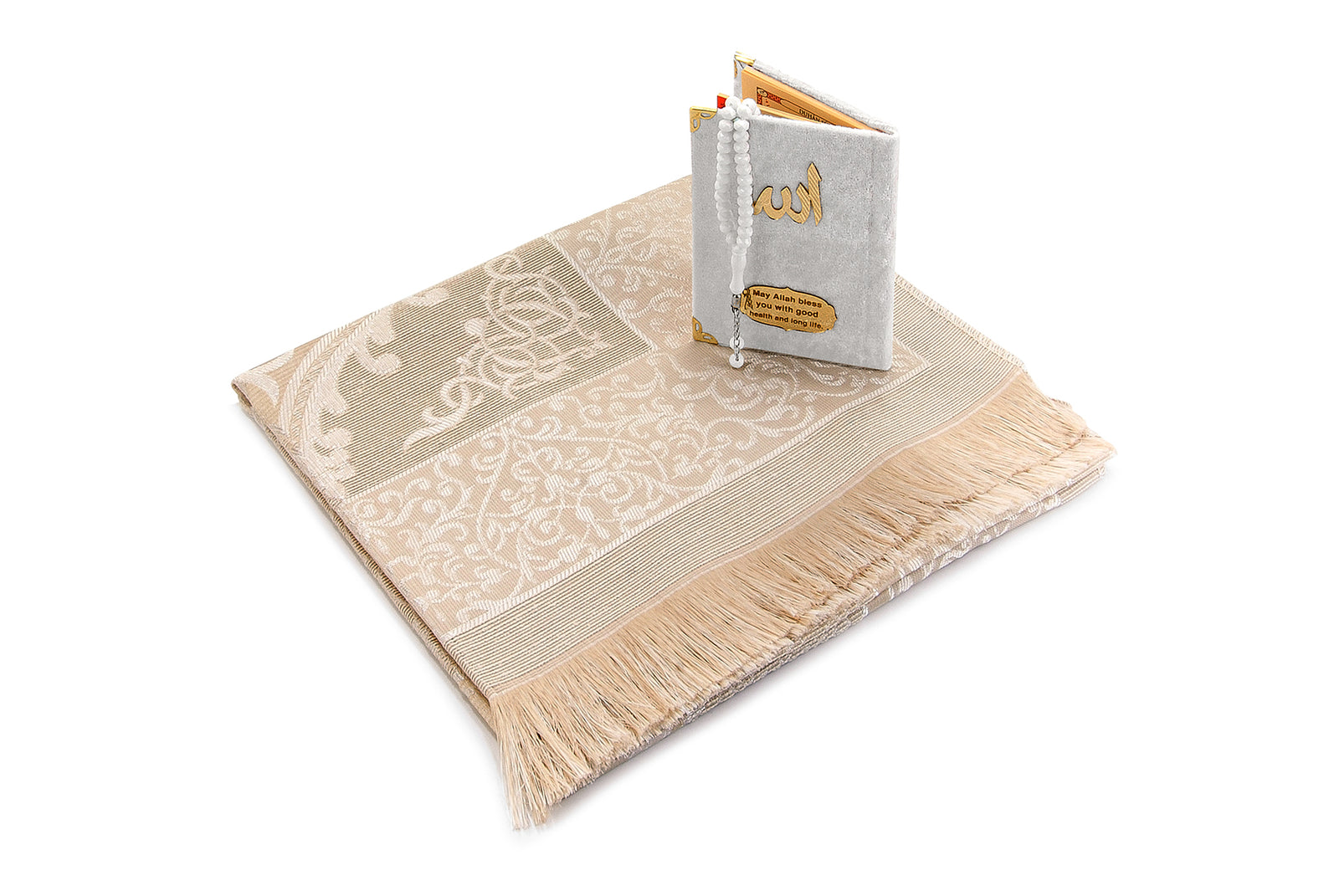 Elegant Velvet Muslims Prayer Rug Gift Set (Sajadah | Yaseen | Tasbih) - Ihvan