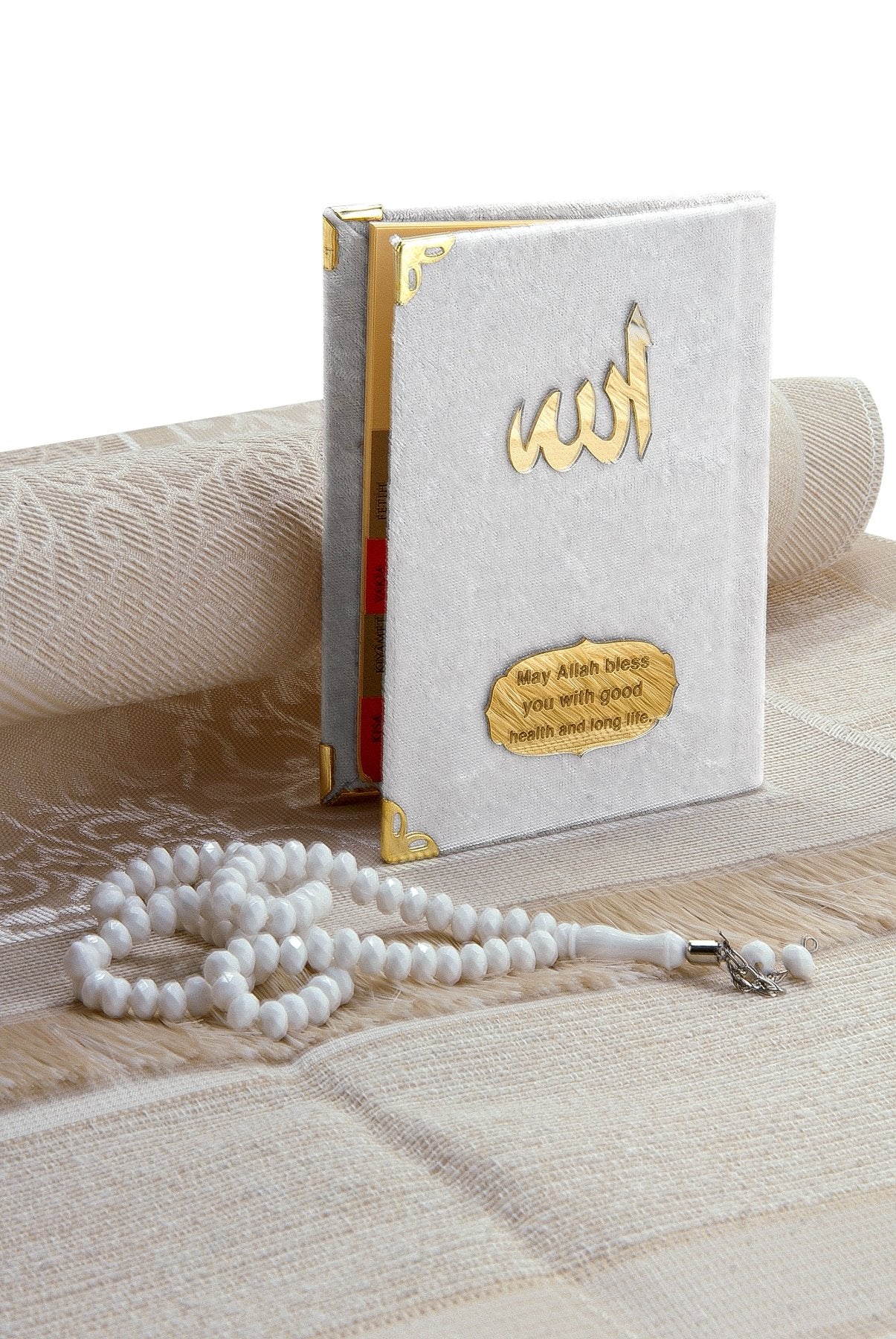 Elegant Velvet Muslims Prayer Rug Gift Set (Sajadah | Yaseen | Tasbih) - Ihvan