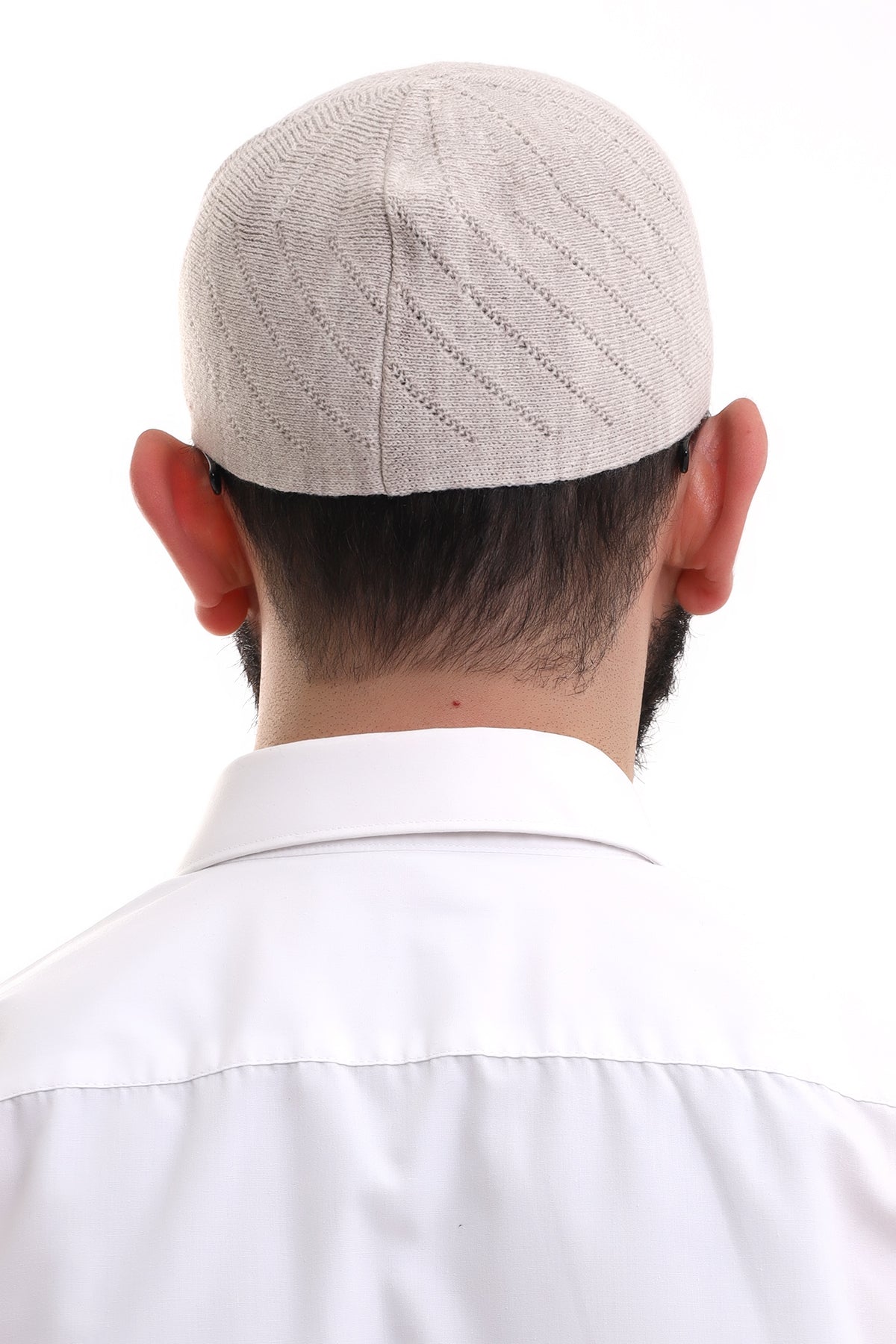 Cream Winter Cross - Patterned Woven Skullcap Hat - ihvan