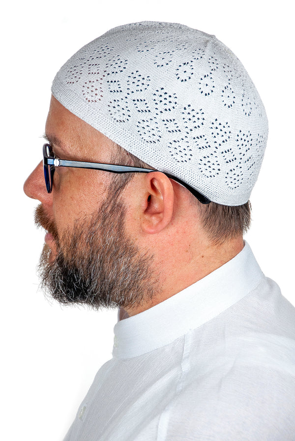 Türkische muslimische Kufi-Hüte für Männer, Taqiya, Takke, Peci, islamische Mützen, islamische Geschenke für Ramadan Eid, Standardgröße, 2er-Pack, schwarz/weiß