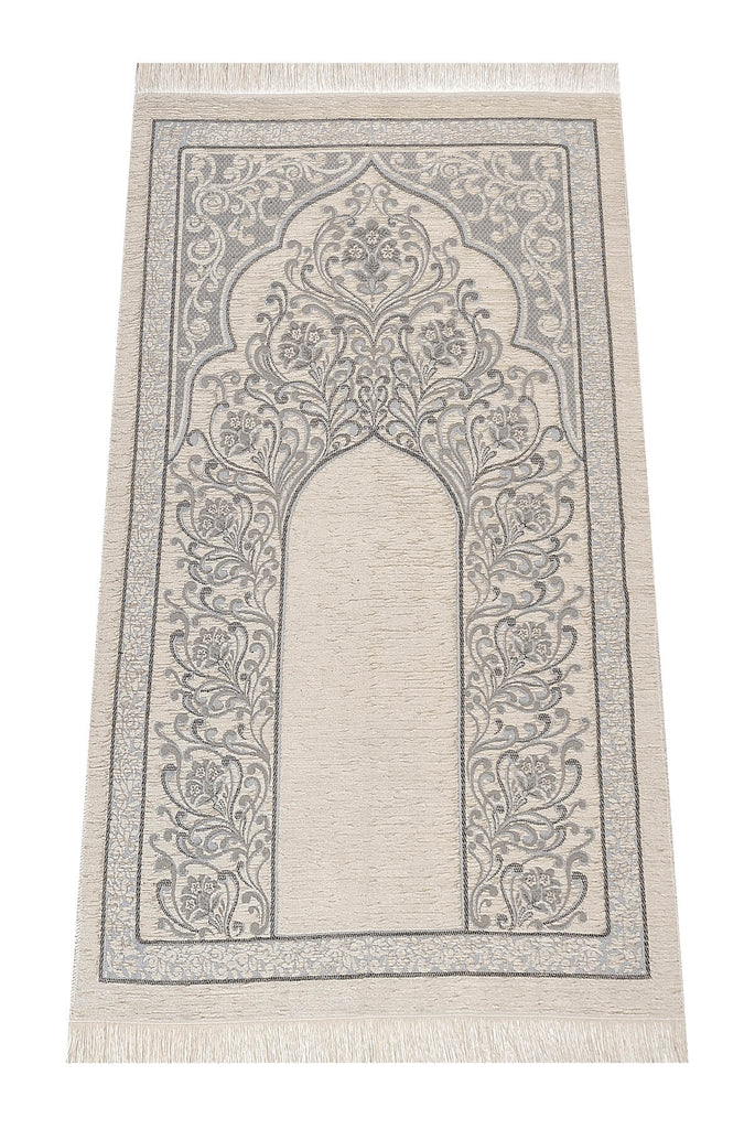 Muslimischer Gebetsteppich mit Gebetsperlen | Janamaz | Sajadah | Weicher islamischer Gebetsteppich mit neuem Mihrab-Design | Islamische Geschenke | Gebetsteppichmatte, Chenille-Stoff
