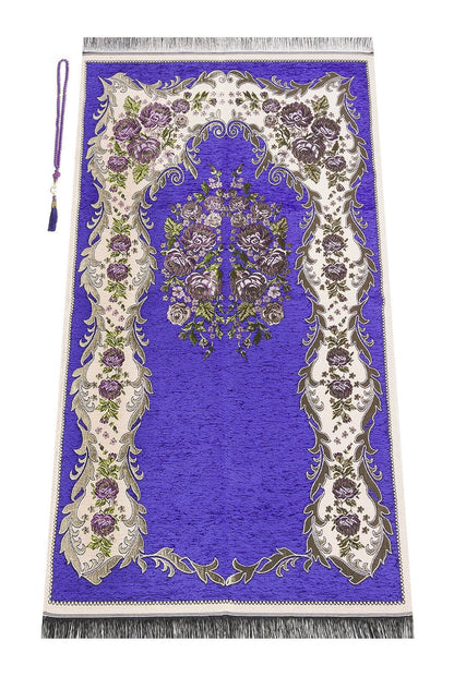Purple Islamic Prayer Gift Set |  Quran & Prayer Rug & Tasbih & Velvet Box - Ihvan