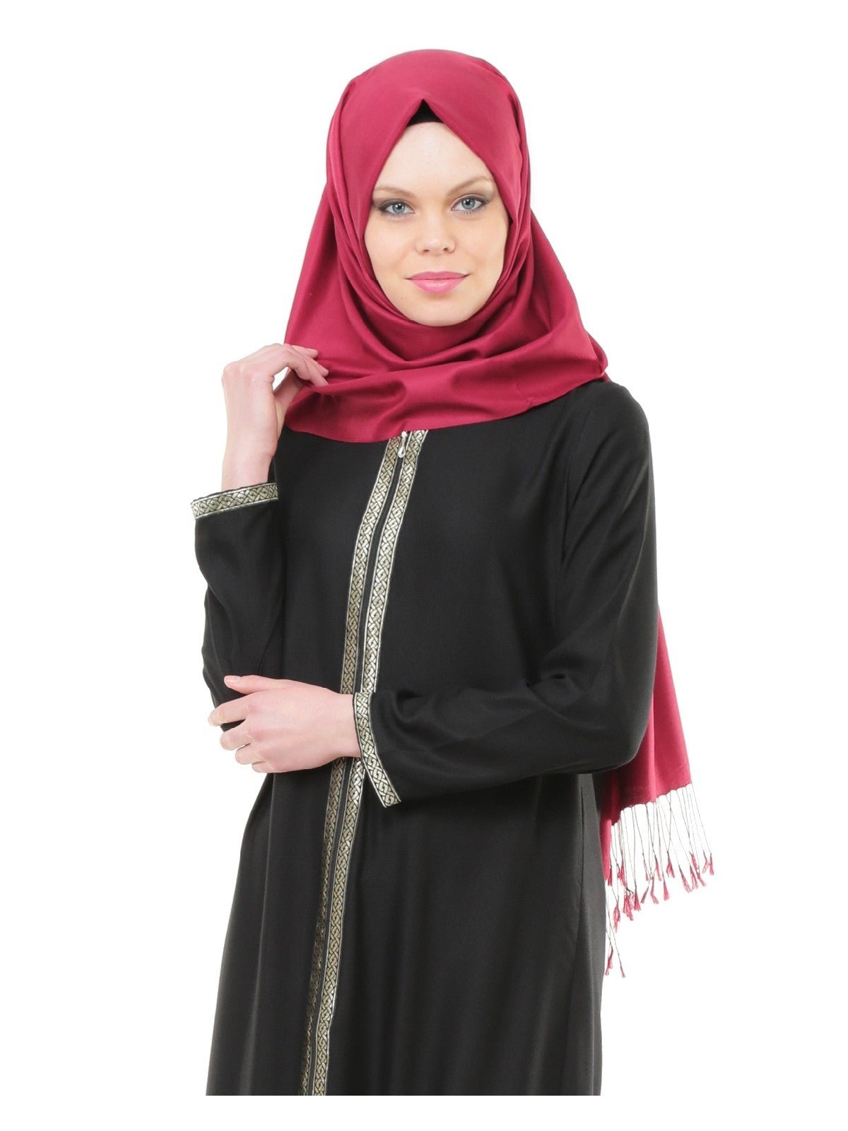 One - Piece Full - Length Long Sleeve Muslim Dress with Zipper Design for Women - ihvan