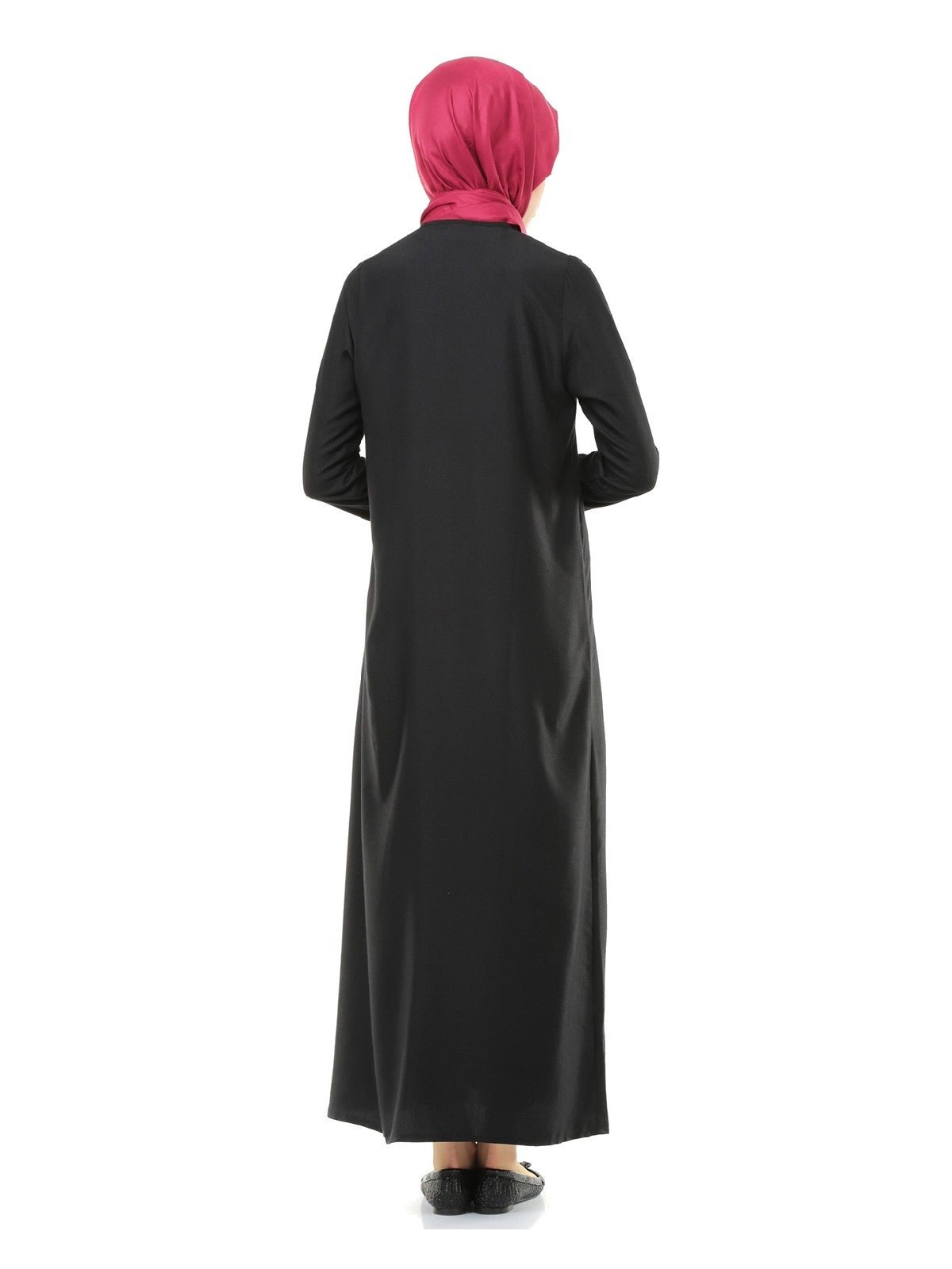 One - Piece Full - Length Long Sleeve Muslim Dress with Zipper Design for Women - ihvan