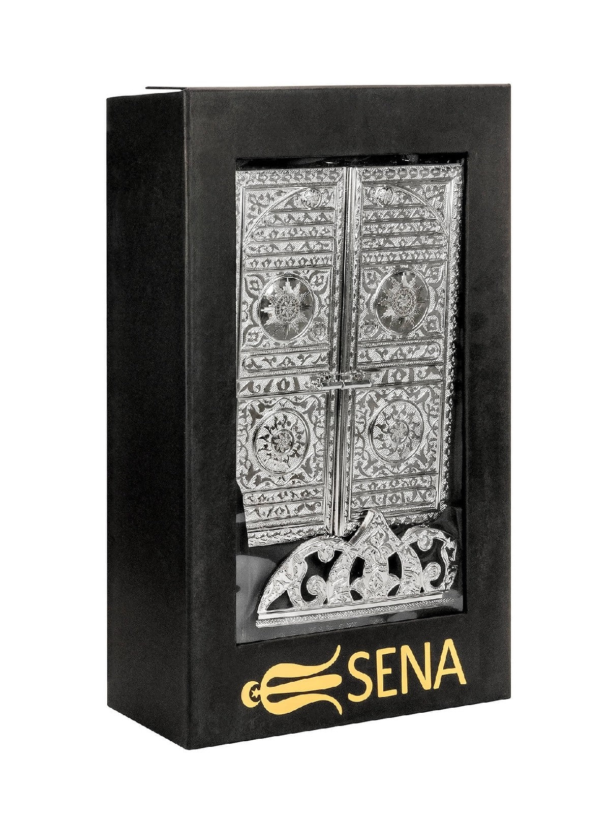 Islamic Metal Quran Box with Stan,Islamic Table Decorations for Home, Silver - ihvan