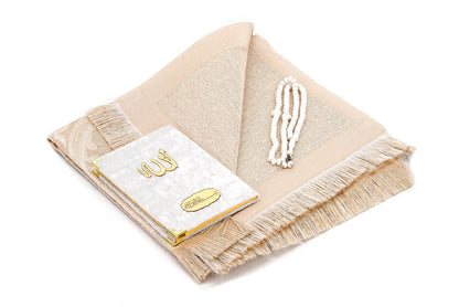 Elegant Velvet Muslim Prayer Rug Gift Set (Sajadah | Yaseen | Tasbih) - Ihvan
