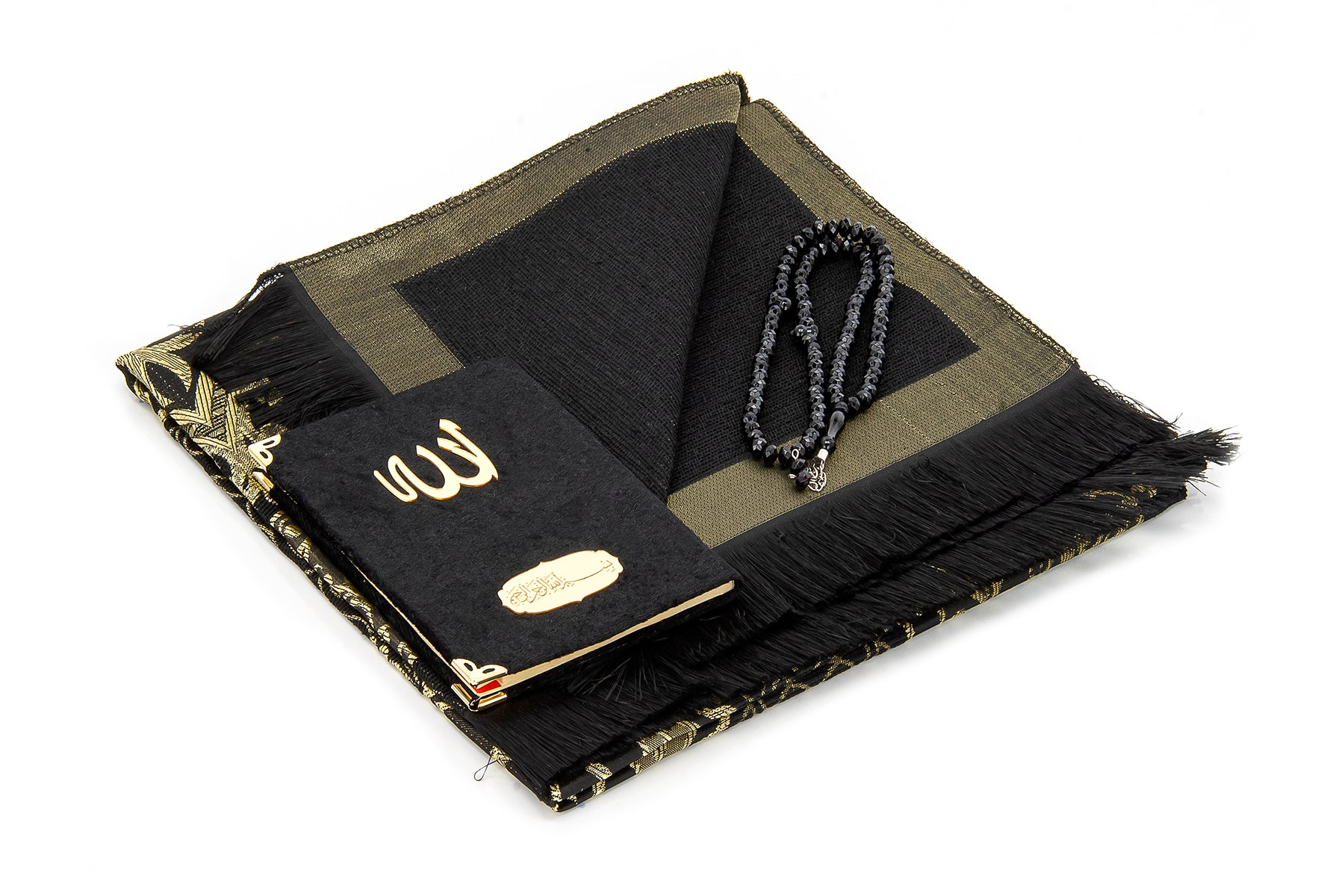 Elegant Velvet Muslim Prayer Rug Gift Set (Sajadah | Yaseen | Tasbih) - Ihvan