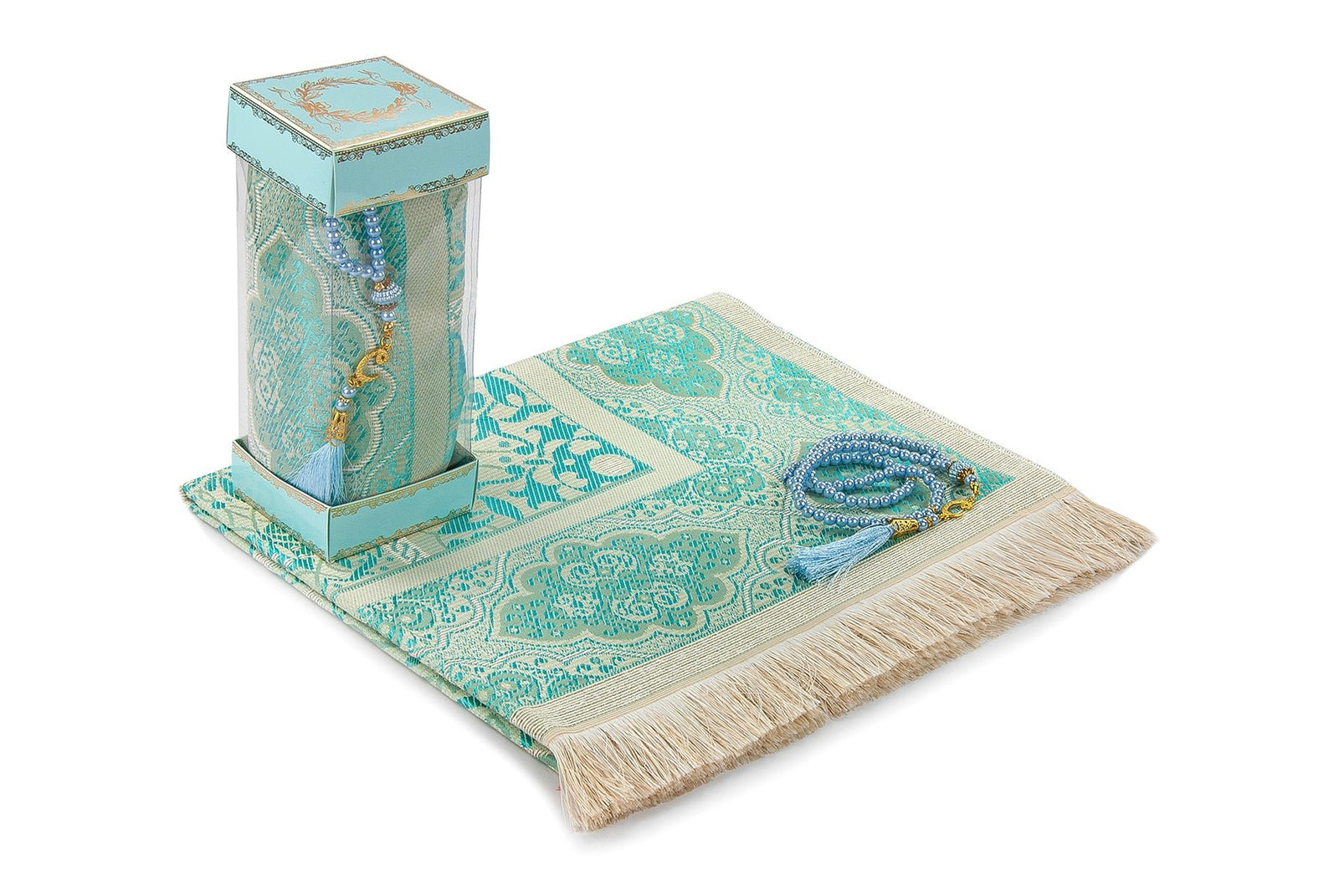 Elegant Muslim Prayer Rug Gift Set (Sajadah | Tasbih | Gift Box) - Ihvan