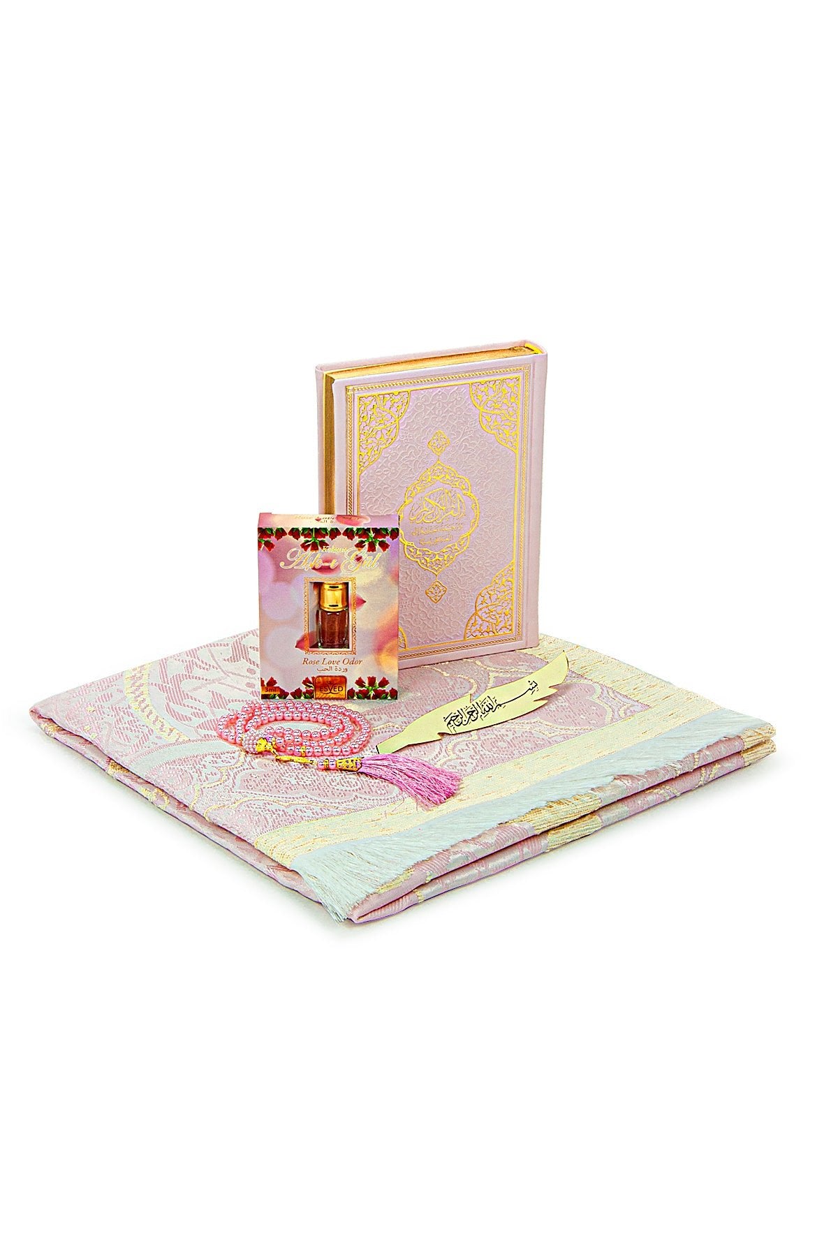 English Quran Gift Set with Prayer Rug, Rosary & Scent | Elegant Islamic Gift Box - Ihvan