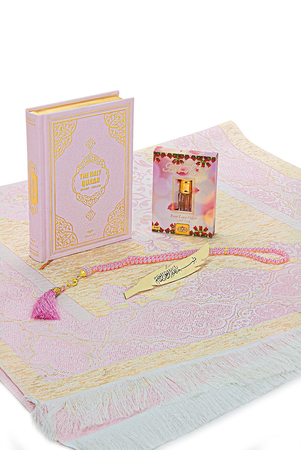 English Quran Gift Set with Prayer Rug, Rosary & Scent | Elegant Islamic Gift Box - Ihvan