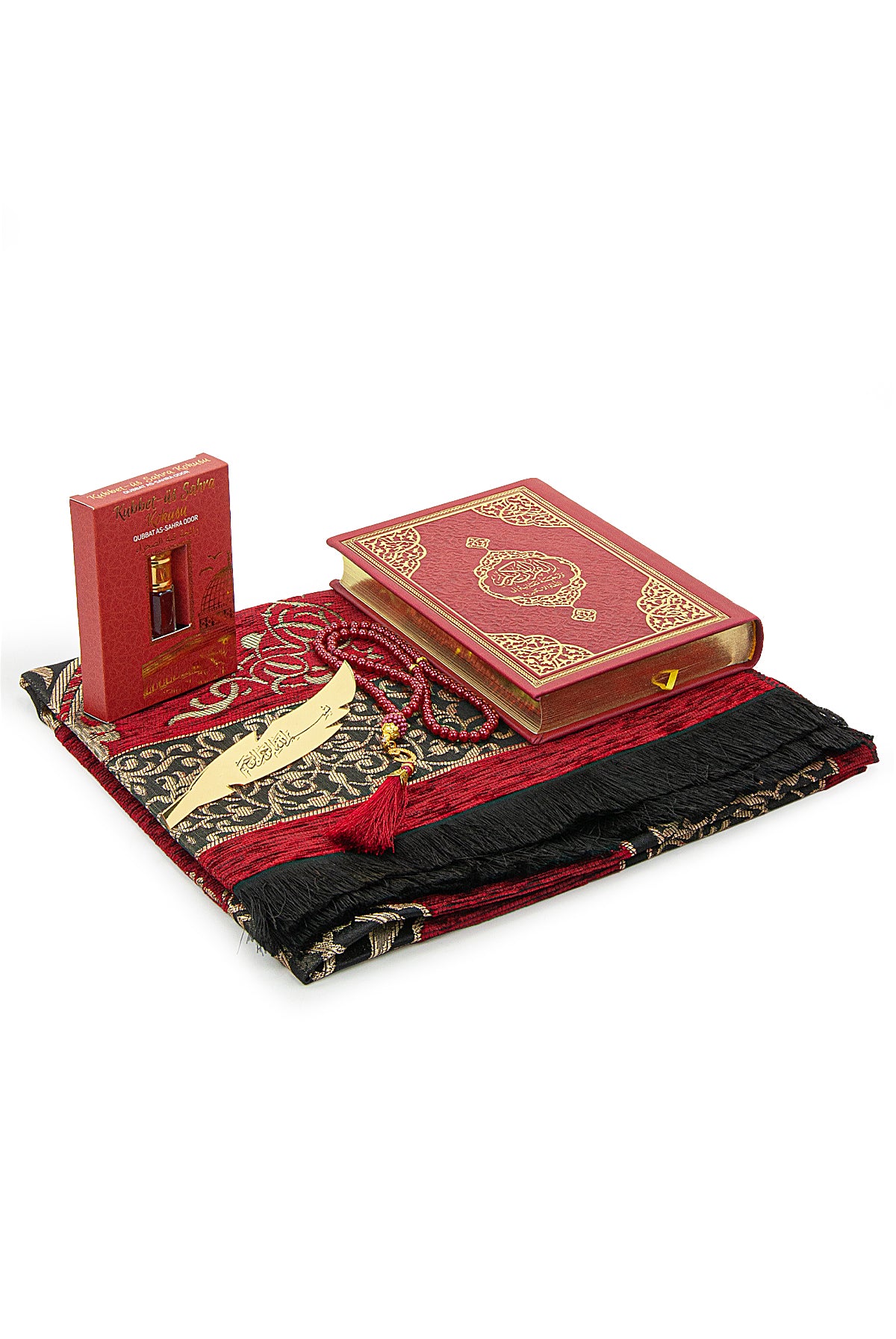 English Quran Gift Set with Prayer Rug, Rosary & Scent | Elegant Islamic Gift Box - Ihvan