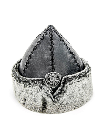 Turkish Ertugrul Ottoman Leather Fur Winter Bork Hat for Boys and Kids, 4 - 7 Years - ihvan