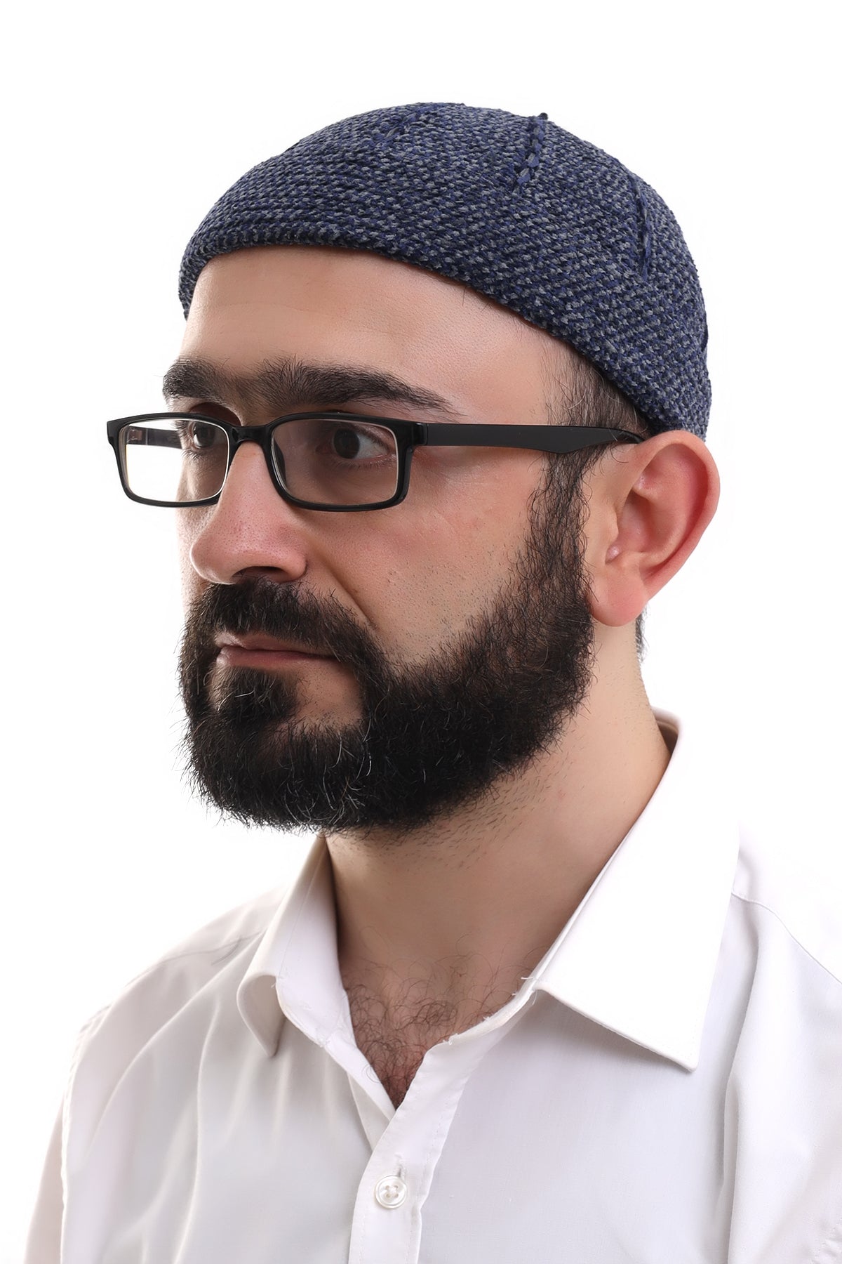 Folded Knit Smoky Navy Two-Tone Kufi Hat | Muslim Men’s Prayer Cap | Skullcap (Taqiyah) - Ihvan