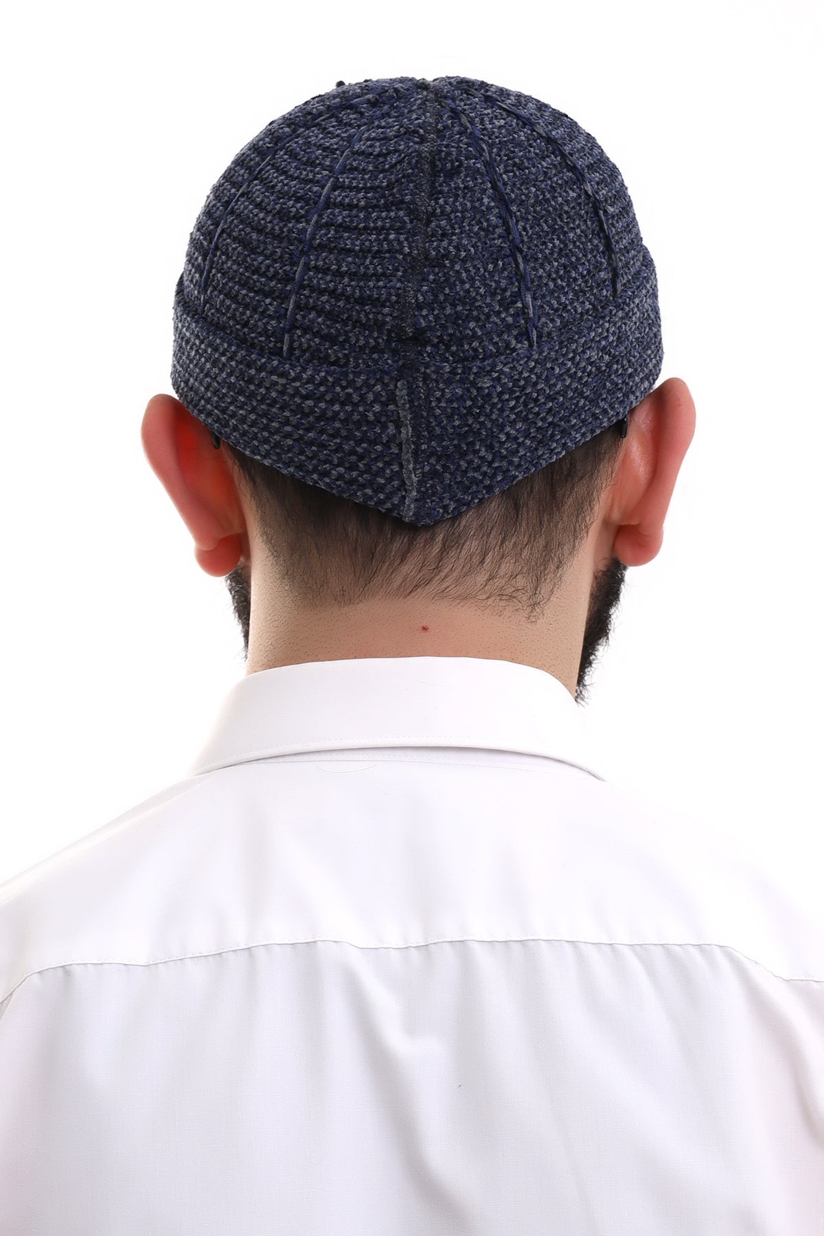 Folded Knit Smoky Navy Two-Tone Kufi Hat | Muslim Men’s Prayer Cap | Skullcap (Taqiyah) - Ihvan