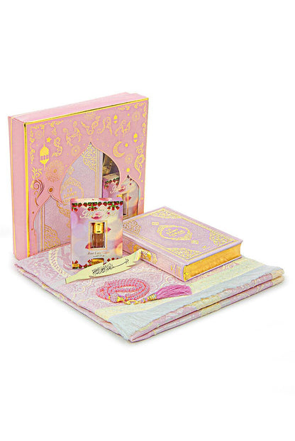 French Quran Gift Set with Prayer Rug, Rosary & Scent | Elegant Islamic Gift Box - Ihvan