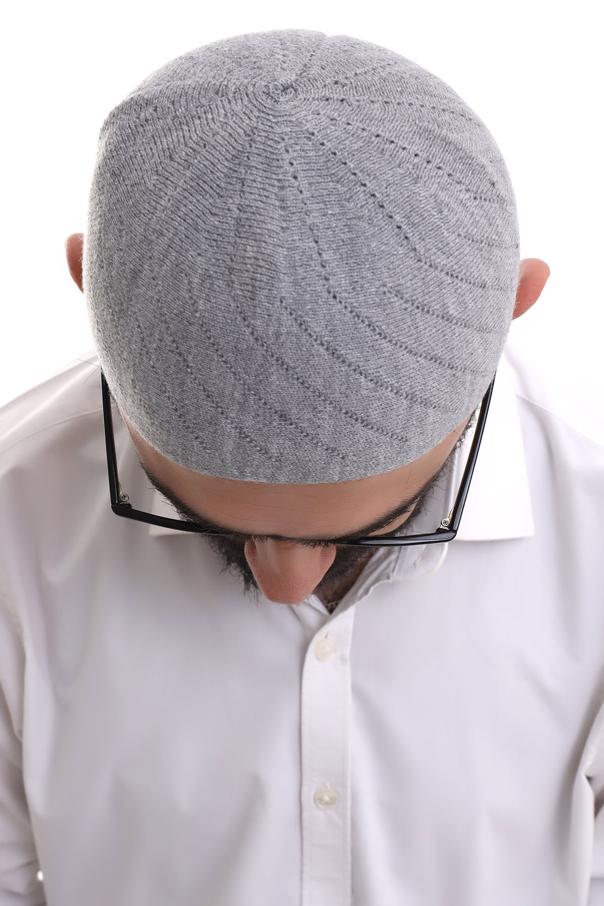 Gray Winter Cross - Patterned Woven Skullcap Hat - ihvan